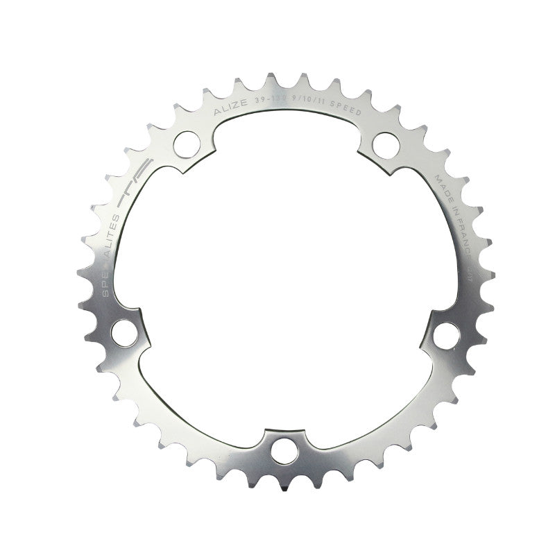 Plateau Route 5 branches Ø 130 Ta Alize 40 dents Intérieur Argent Alu 7075 Type Shimano 8-9-10V.