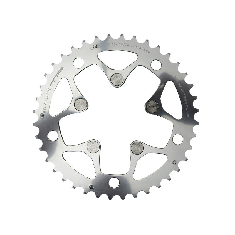 Plateau Route 5 branches Ø 130 Ta Alize Triple 39 dents Porteur Argent Alu 7075 Type Shimano 8-9-10V.