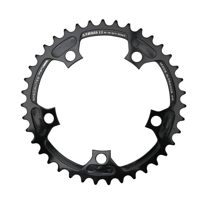 Plateau Route 5 branches Ø 110 Ta Syrius 42 dents Extérieur Noir Alu 7075 Type Shimano 10-11V.