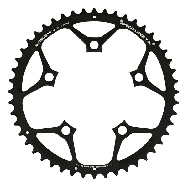 Plateau Route 5 branches Ø 110 Ta Syrius 48 dents Extérieur Noir Alu 7075 Type Shimano 10-11V.