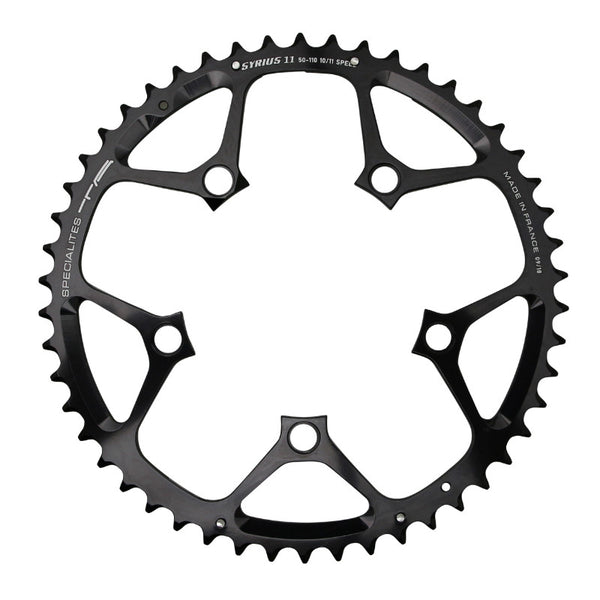 Plateau Route 5 branches Ø 110 Ta Syrius 51 dents Extérieur Noir Alu 7075 Type Shimano 10-11V.