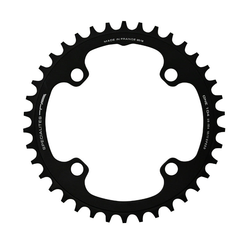 Plateau VTT 4 branches Ø 104 Ta One 38 dents Mono Noir Mat Alu Pour Shimano - Sram - Race Face - Fsa 10-11-12V. Narrow W