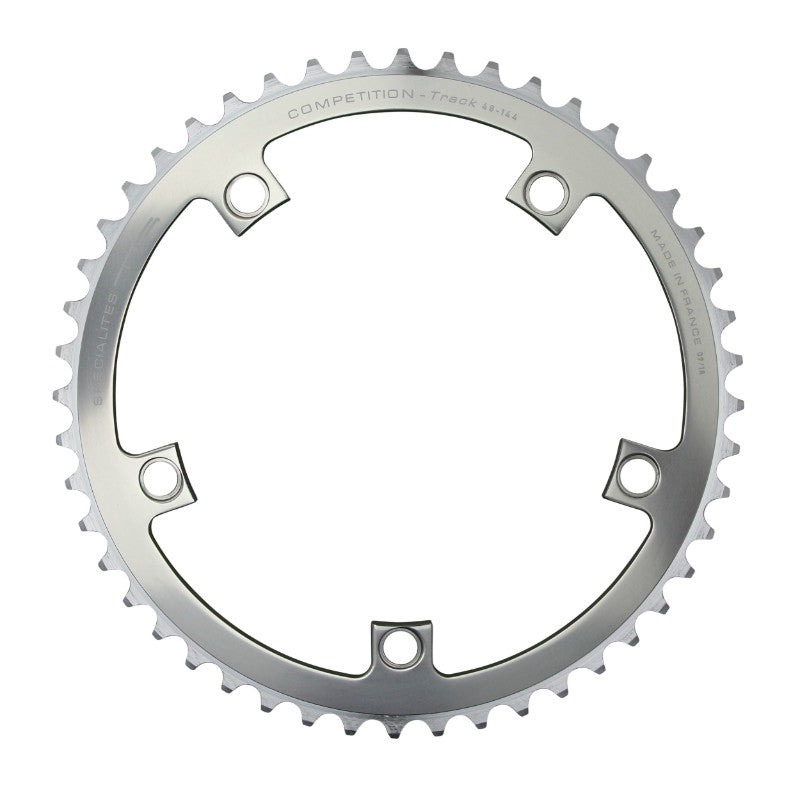 Plateau Piste 5 branches Ø 144 Ta 48 dents Argent Alu 7075 Pour Chaîne 3.17 mm (1"1-8)
