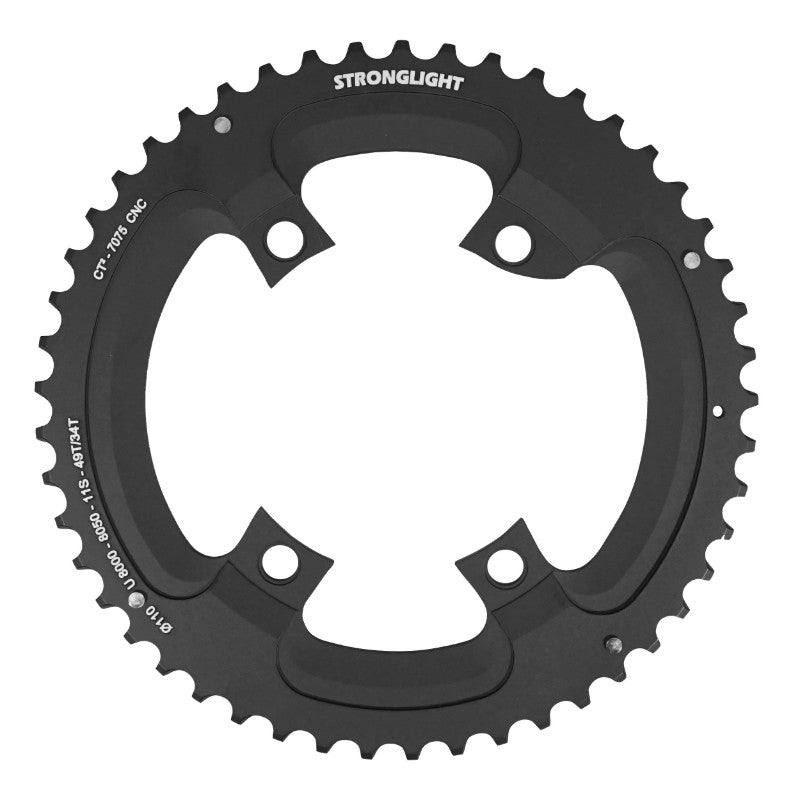 Plateau Route 4 branches Ø 110 Pour Shimano Ultegra R8000 - R8050 Stronglight 49 dents Extérieur Noir Ct2 11V. (Pour Pla