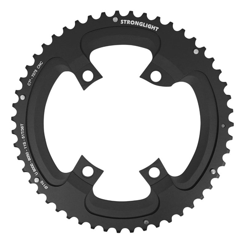 Plateau Route 4 branches Ø 110 Pour Shimano Ultegra R8000 - R8050 Stronglight 51 dents Extérieur Noir Ct2 11V. (Pour Pla