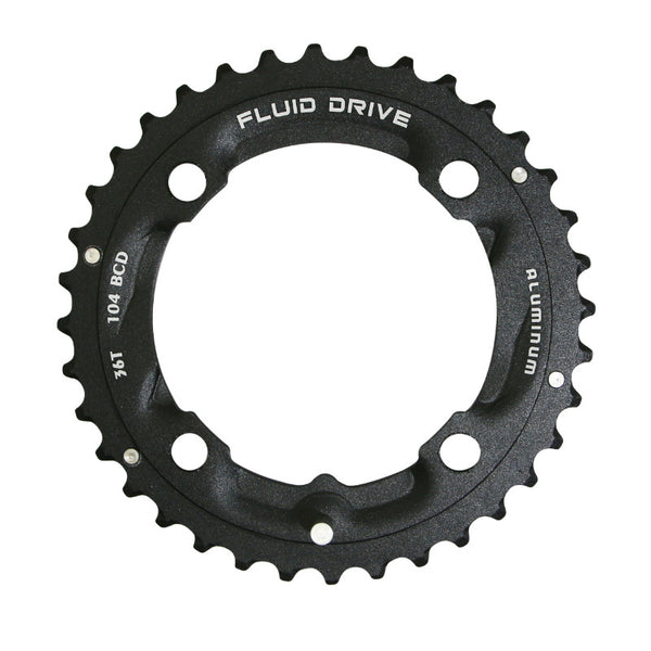 Plateau VTT 4 branches Ø 104 Pour Sunrace 36 dents Triple Milieu-Extérieur Noir Alu Compatible Autres Marques