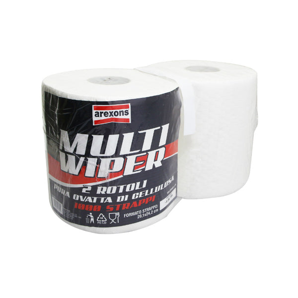 Papier Bobine Essuie-Main Arexons Wipper Ii Multi Ouate (2 Bobines - 1000 Feuilles Dim 20.1X24.2 cm)