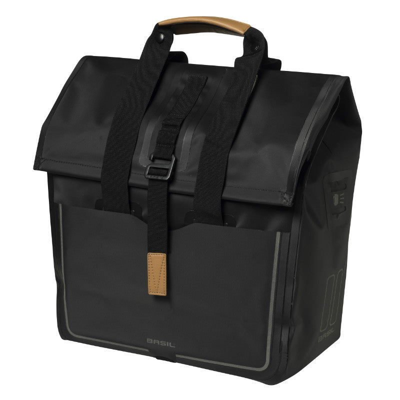 Sacoche Arrière Vélo Laterale Basil Urban Dry Shopper Noir Droit-Gauche Waterproof 20L (32X15X37 cm)