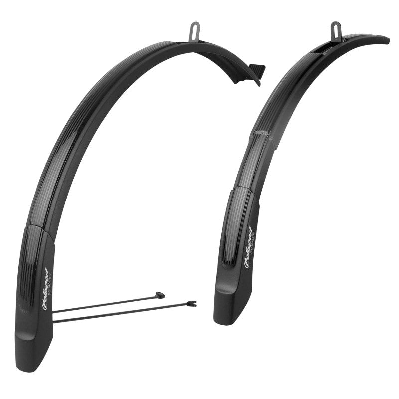 Garde Boue City-VTC Tringles 26-28'' Polisport Expander Noir Largeur 46 mm (Paire) Réglable En Longueur Compatible V-Bra
