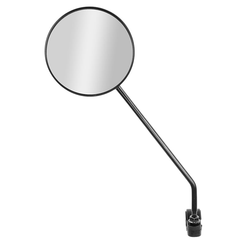 Rétroviseur Vélo Gauche Ou Droit Rond Noir Fixation Collier Tige 170 mm Réglable 22.2 mm (Miroir Diam 85 mm) (Vendu Sur 