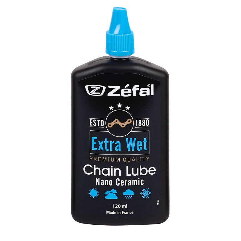 Lubrifiant Vélo Chaîne Zefal Extra Wet Toutes Conditions (Burette 120Ml) - Durabilite Exceptionnelle A Base De Céramique