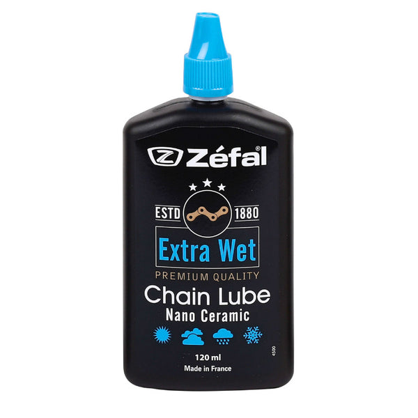 Lubrifiant Vélo Chaîne Zefal Extra Wet Toutes Conditions (Burette 120Ml) - Durabilite Exceptionnelle A Base De Céramique