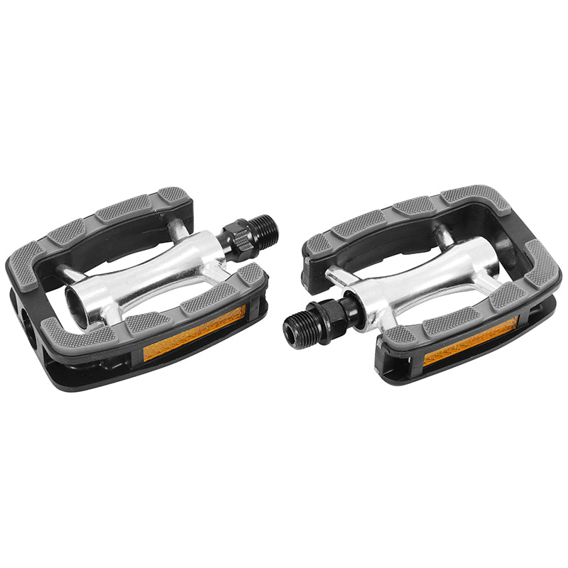 Pédale City Roulement Premium Alu Argent-Noir 9-16" (Paire Sur Carte)
