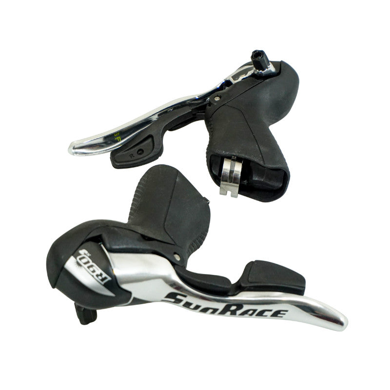 Levier-Manette Route Patin Sunrace 9V. Triple Alu Noir Compatible Shimano (Paire)