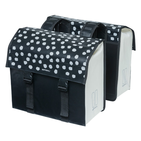 Sacoche Arrière Vélo Double Basil Urban Load Waterproof Noir-Blanc Reflective 48-53L (41X18X46 cm) Waterproof