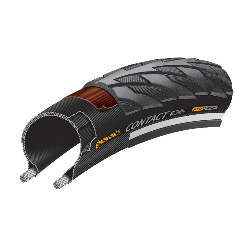 Pneu VTC Urbain 700 X 40 (29 X 1,60) Continental Contact Noir Tr (42-622) Flanc Reflex Compatible VAE