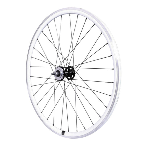 Roue Route - Fixie Patin P2R Blanc Arrière Double Filetage Avec Pignon 16 dents Avec Écrous Jante 17C Profil 28 mm