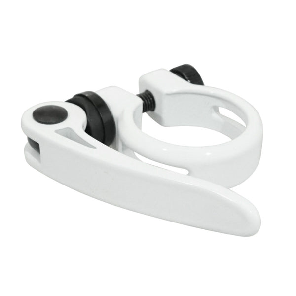 Collier Serrage Tige De Selle Rapide Newton Alu Blanc Diam. 28,6 mm (Sur Carte)