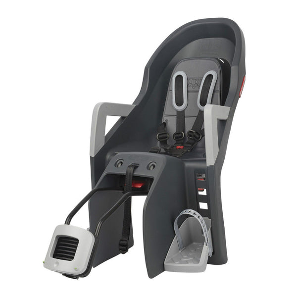 Porte Bebe-Siege Enfant Arrière Polisport A Fixer Sur Cadre Guppy Max Gris Coussin Gris (9 A 22Kgs) Homologué En 14344