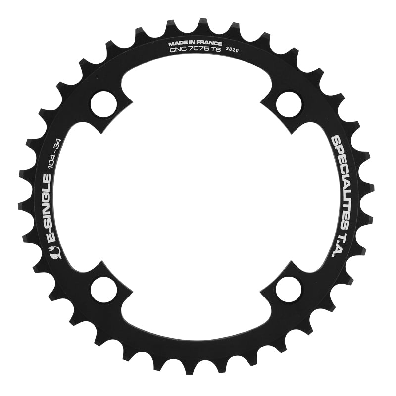 Plateau VAE-E-Bike 4 branches Ø 104 Pour Bosch - Brose - Yamaha - Giant - Shimano E-Steps Ta E-Single 34 dents Mono Noir