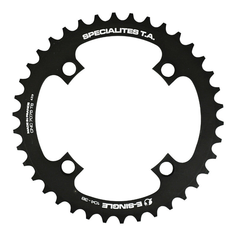 Plateau VAE-E-Bike 4 branches Ø 104 Pour Bosch - Brose - Yamaha - Giant - Shimano E-Steps Ta E-Single 38 dents Mono Noir
