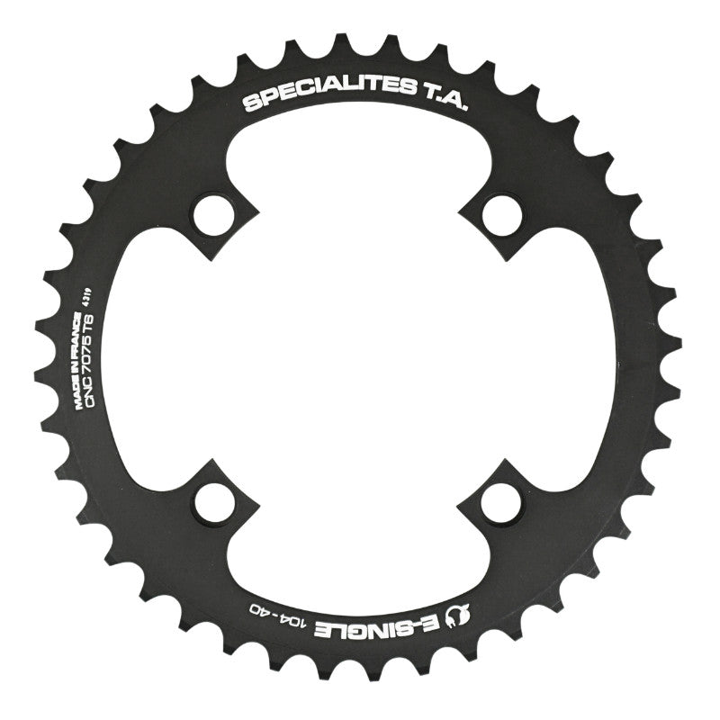 Plateau VAE-E-Bike 4 branches Ø 104 Pour Bosch - Brose - Yamaha - Giant - Shimano E-Steps Ta E-Single 40 dents Mono Noir