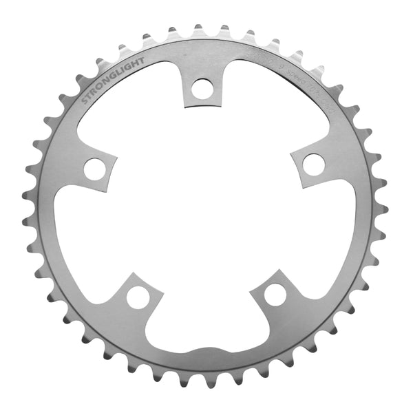 Plateau Route 5 branches Ø 110 Stronglight 42 dents Intérieur Argent Alu 7075 Type Shimano 9-10V.