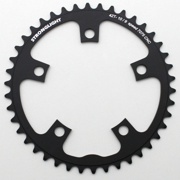 Plateau Route 5 branches Ø 110 Stronglight 42 dents Intérieur Noir Alu 7075 Type Shimano 9-10V.