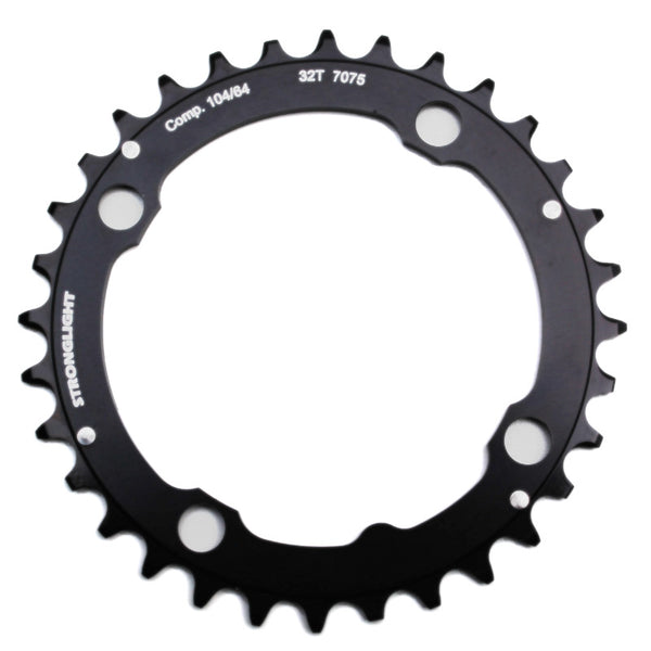 Plateau VTT 4 branches Ø 104 Stronglight Triple 32 dents Milieu Noir Alu - Épaisseur 4 mm 8-9V.