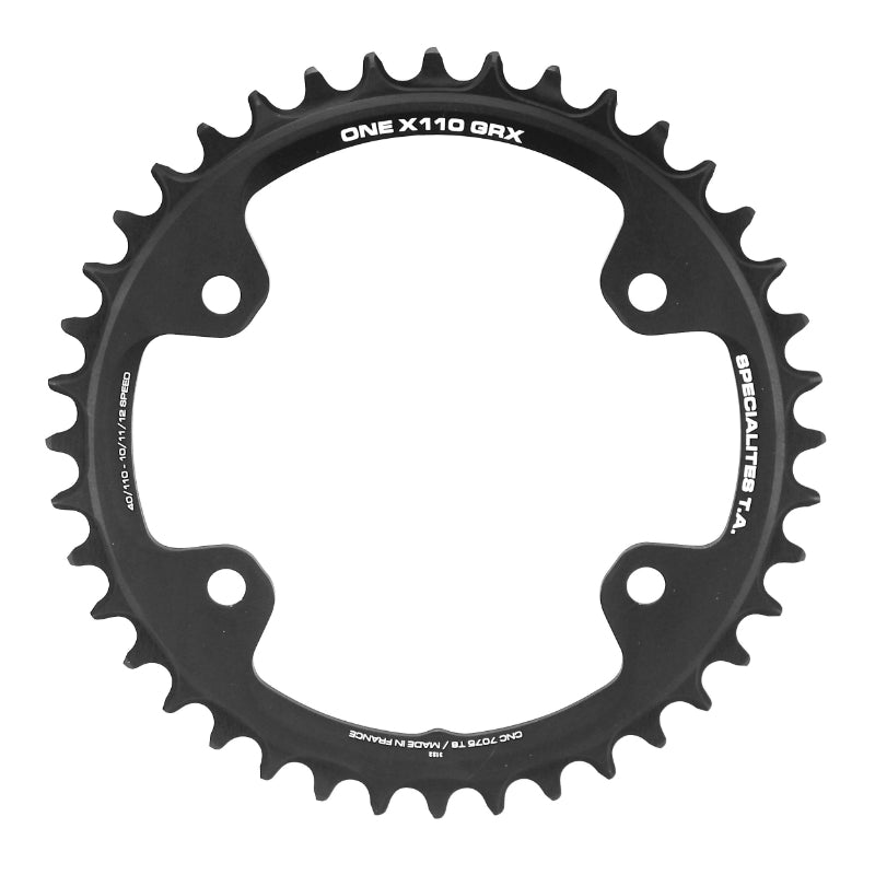 Plateau Gravel 4 branches Ø 110 Pour Shimano Grx Mono Ta X110 One 40 dents Compatible Rx600-Rx810 Noir 10-11V.