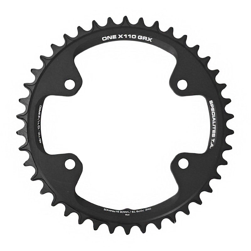 Plateau Gravel 4 branches Ø 110 Pour Shimano Grx Mono Ta X110 One 42 dents Compatible Rx600-Rx810 Noir 10-11V.