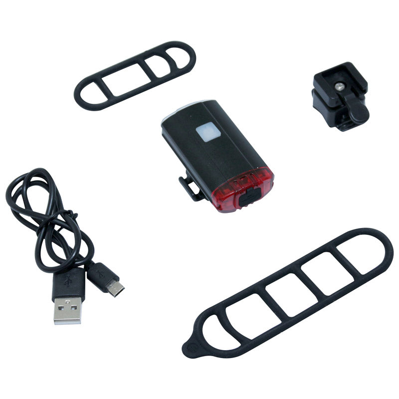 Éclairage Vélo Usb Avant - Arrière P2R LED 200 Lumen (Avant) Pour Casque 3 Modes (Autonomie 2H-5H)