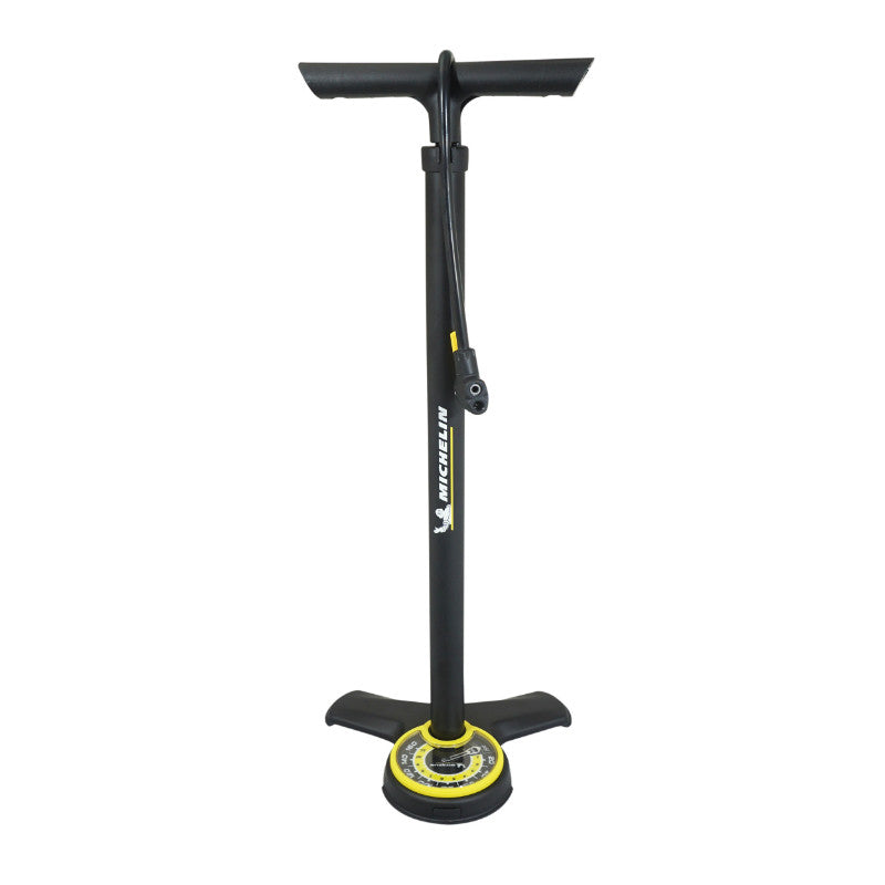 Pompe A Pied Michelin Acier Noir Avec Manometre Large 11Bars Raccord Switch Vp-Vs