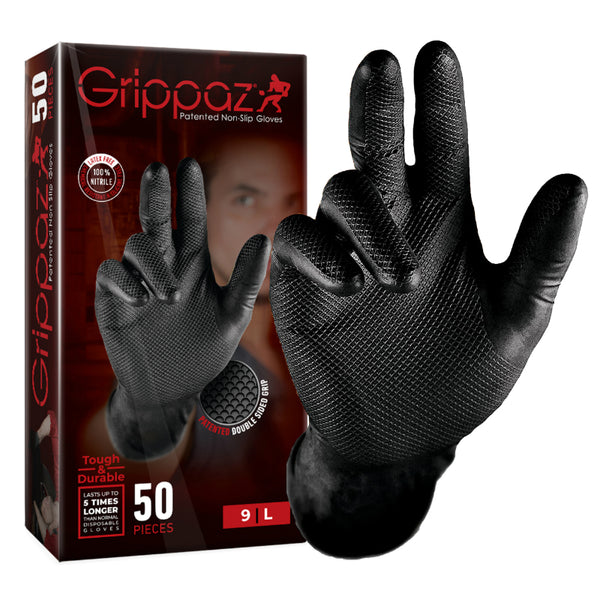 Gants Atelier Nitrile Ecailles De Poisson Resistant Aux Produits Chimiques, Aux Huiles, A L'Essence Noir T9 (L) (Boite D