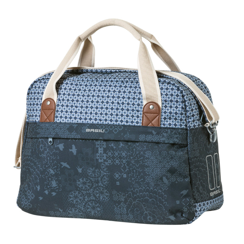 Sac A Main Vélo Basil Boheme 18L Bleu Indigo Fixation Rapide Hook-On Sur Porte Bagage Avant-Arrière (44X17X31 cm)