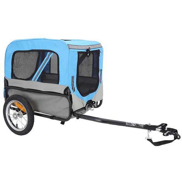 Remorque Vélo Utilitaire Maxi 30Kg Colori Bleu-Gris Avec Roues 12" Fixation Axe De Roue Arrière - Pour Transport Chien-B