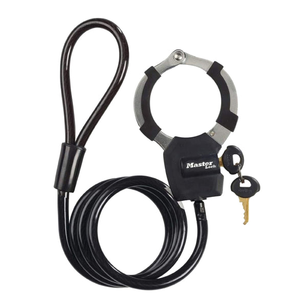 Antivol Vélo - Trottinette Câble A Boucle Avec Menotte Masterlock Street Cuff Diam 8 mm L1M - Livre Avec 4 Clés -Niveau 