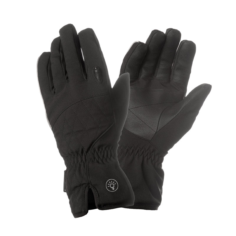 Gants Vélo City Long Tucano Lux Lady Noir Taille M Avec Éclairage LED Usb Intégré (Paire Sur Carte)