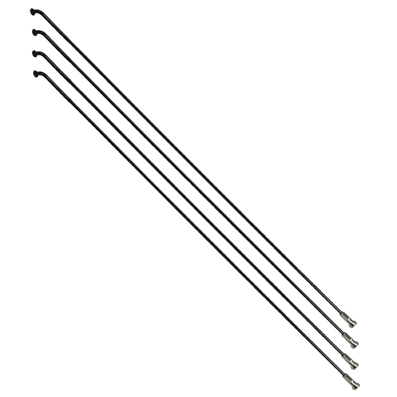 Rayon Renforcé INOX Noir 2,0 mm Avec Tête Coudée En 2,3 mm L 302 mm Sapim Avec Écrou (Vendu Par 4)