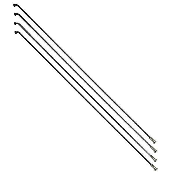 Rayon Renforcé INOX Noir 2,0 mm Avec Tête Coudée En 2,3 mm L 302 mm Sapim Avec Écrou (Vendu Par 4)