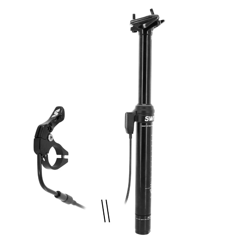 Tige De Selle VTT Télescopique Switch Alu Noir Diam. 30,9 L400 mm (Réglage Par Câble Externe 0-125 mm) Fixation Cintre