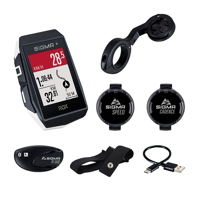 Compteur Sigma Rox11.1 Evo Gps Blanc Avec Cardio, Altimetre, Emetteur Cadence + Vitesse