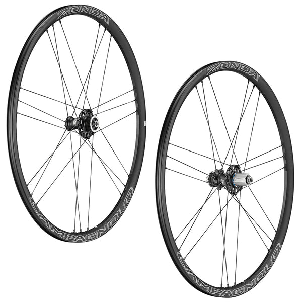 Roues Route Disque 700 Campagnolo Zonda Centerlock Noir Cassette Campa 12-11-10V Axe Traversant (Paire) 18-21 Rayons Jan
