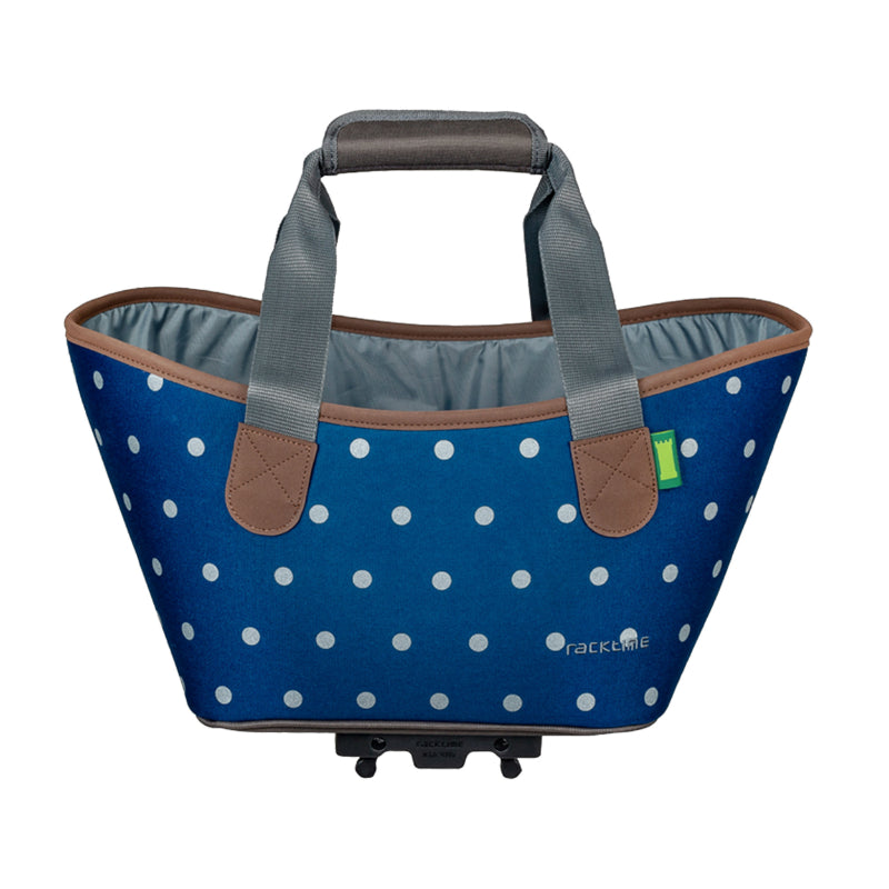 Panier-Sac A Main Vélo Racktime Agnetha Bleu Pois Fixation Porte Bagage (L 34 cm X L 26 cm X H 37 cm) - Compatible Syste
