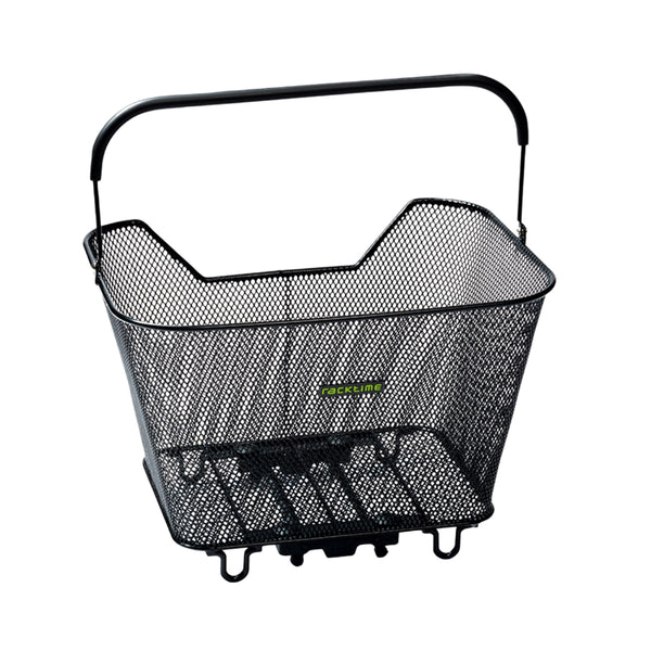Panier Arrière Fil Acier Racktime Bask It Noir Avec Anse Sur Porte Bagage (43X29X31 cm) - Compatible Systeme Racktime Sn