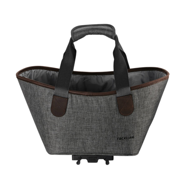 Panier-Sac A Main Vélo Racktime Agnetha Gris Fixation Porte Bagage (L 34 cm X L 26 cm X H 37 cm) - Compatible Systeme Ra