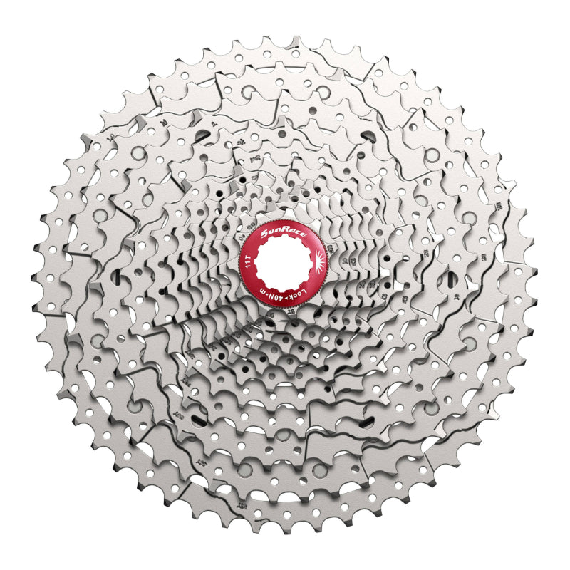 Cassette 12V. Sunrace Mz800 11-51 VTT Compatible Shimano Metallic Argent (Livre En Boite) (11-13-15-17-19-21-24-28-33-39