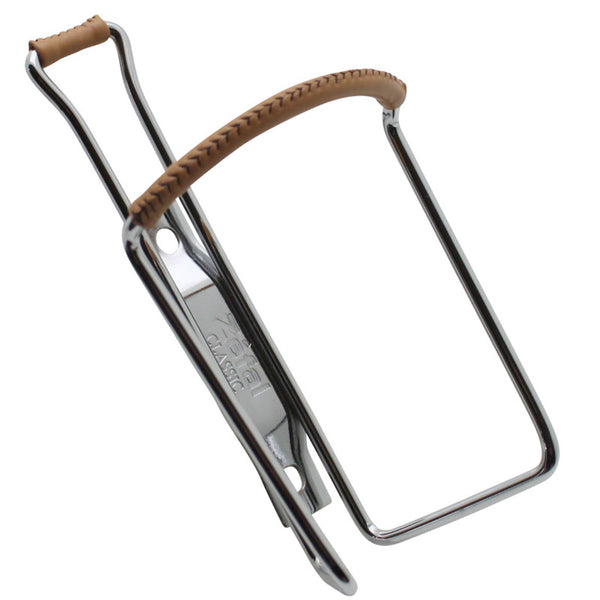 Porte Bidon Zefal Vintage Acier Chrome Avec Gainage Cuir Marron Diam 4 mm 80G