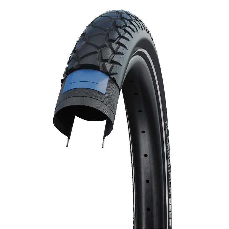 Pneu VTT Suv - VAE 27.5 X 2.35 Schwalbe Al Grounder Addix Performance Noir Tr (60-584) Double Defense Flanc Reflex Homol