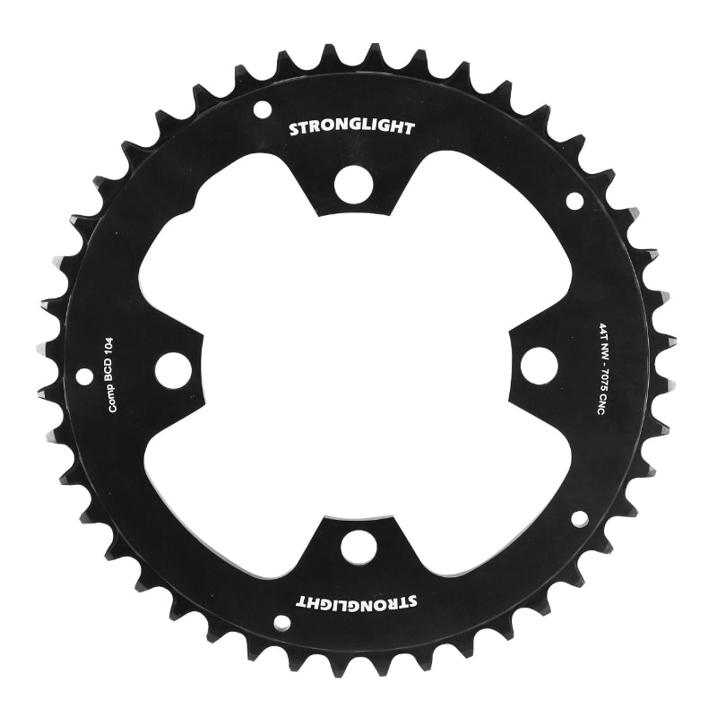 Plateau VAE-E-Bike 4 branches Ø 104 Pour Bosch Stronglight -4- 44 dents Mono Noir Alu 7075 (Pour Systeme 4Ème Generation